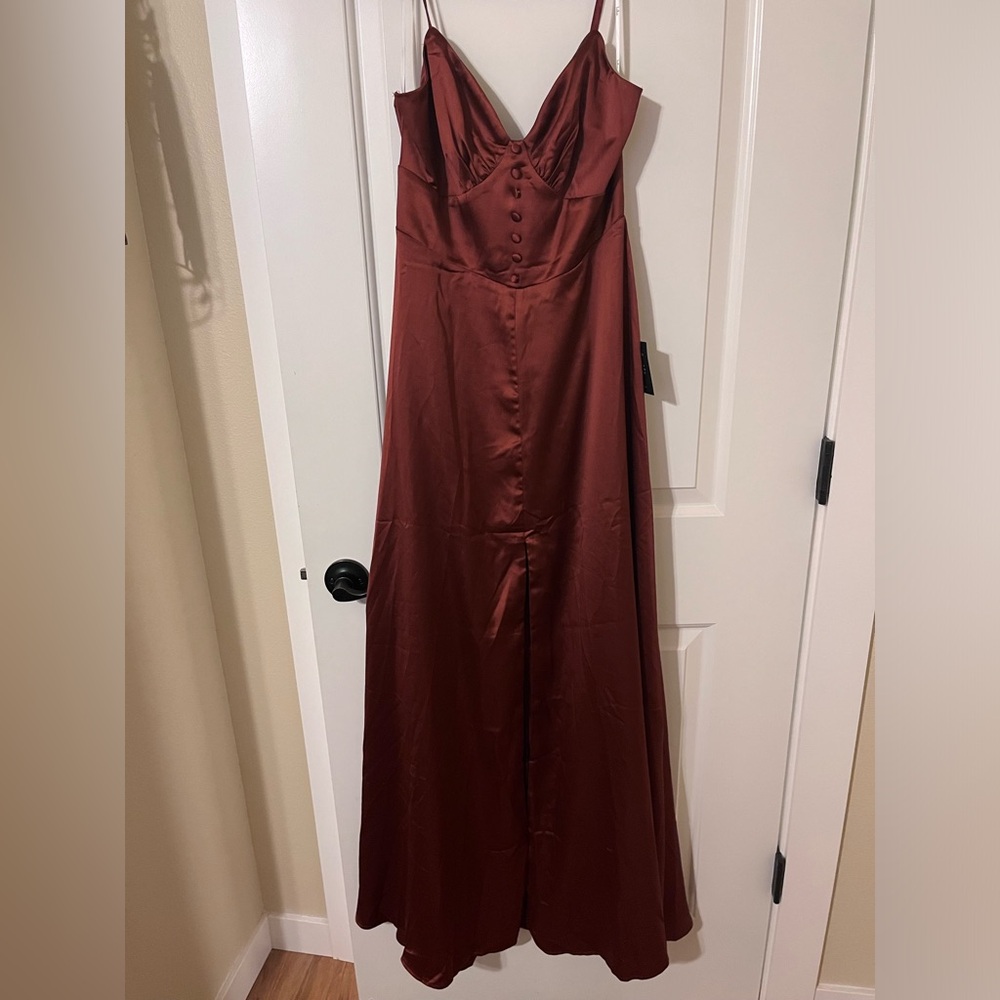 Lulus Bronze Satin Gown